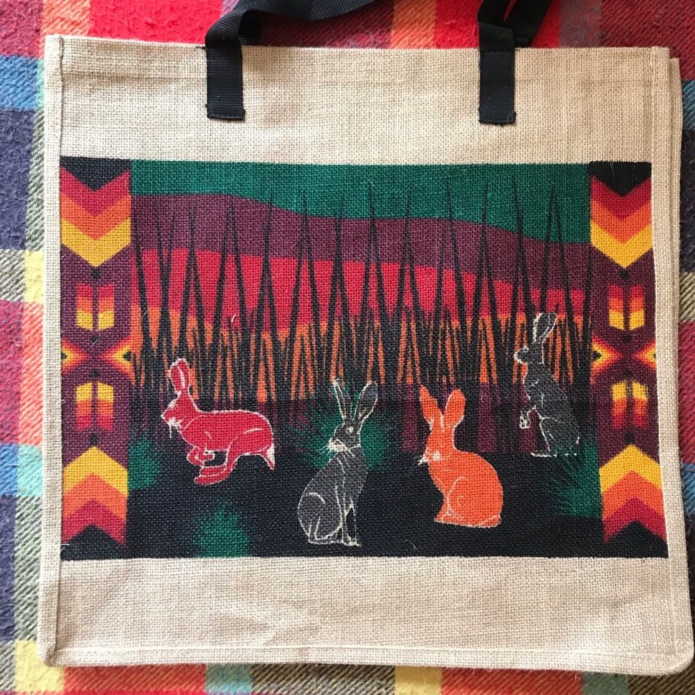 🐰Large Jute Tote Bag with Rabbit Design